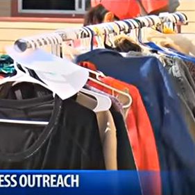 Donated clothes hang on the racks at the Rescue Mission Alliance Central Coast Thrift Store